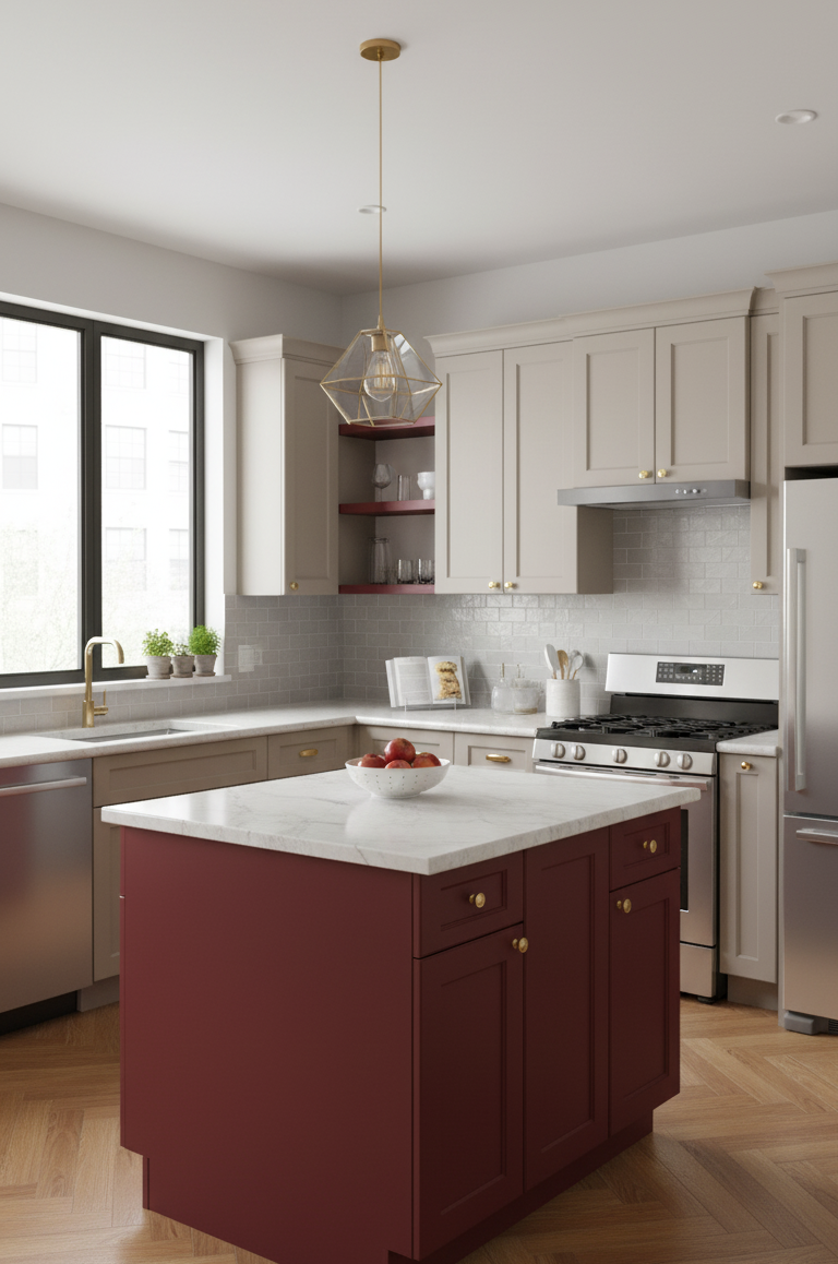 Elegant kitchen with soft tones and modern design